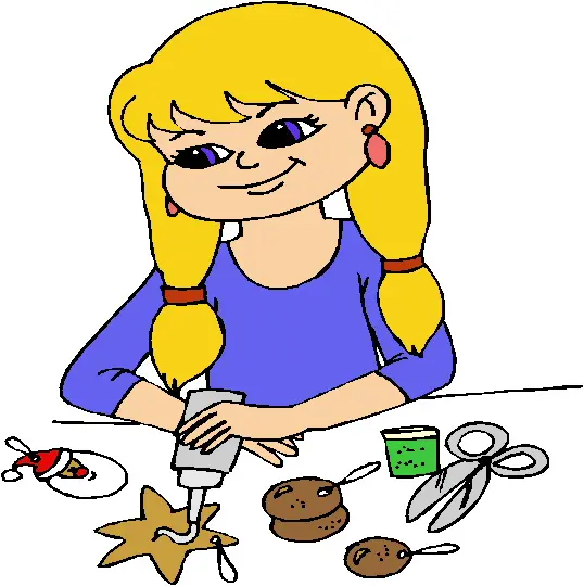 cartoon picture of girl doing crafts