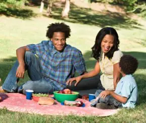family having picnic