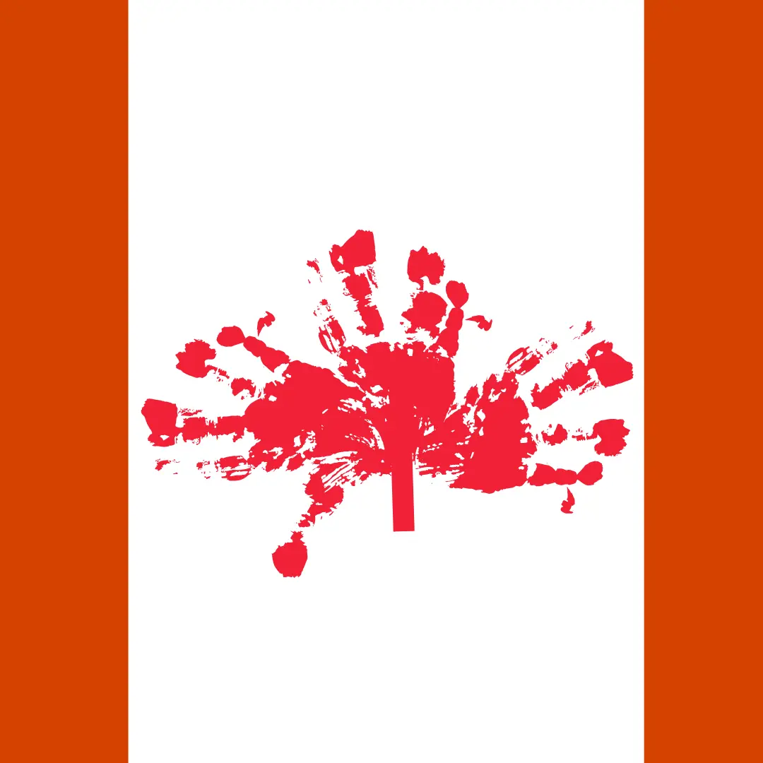  Canada flag made with kids handprints