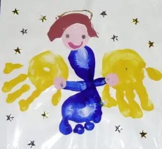 picure of angel made from child's foot and handprint
