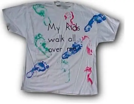 t-shirts with kids foootprints and saying