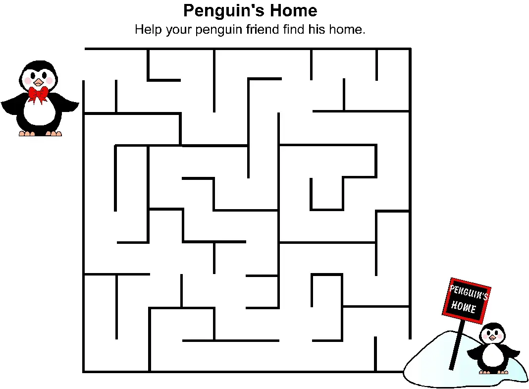 fill in the kid fun penguin maze
