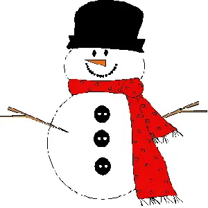 Snowman with red scarf and carrot nose