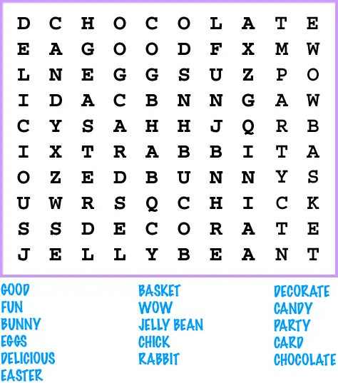 easter word search game